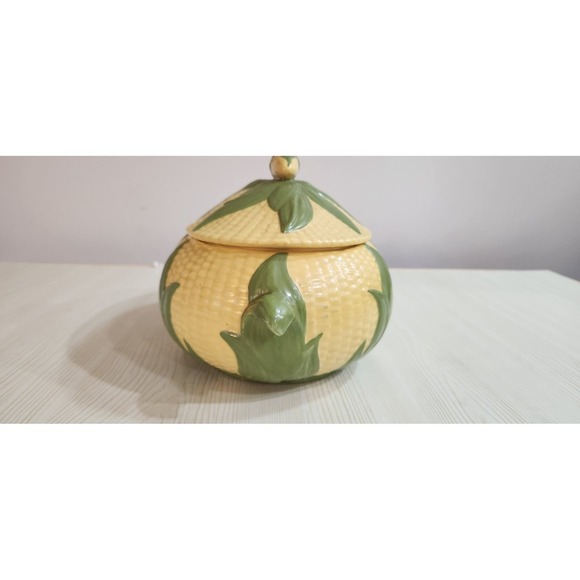 PORCELAIN CORN-ON-THE-COB DESIGN ART TUREEN 10" LONG X 8" WIDE X 4" DEEP UNIQUE - Picture 4 of 6
